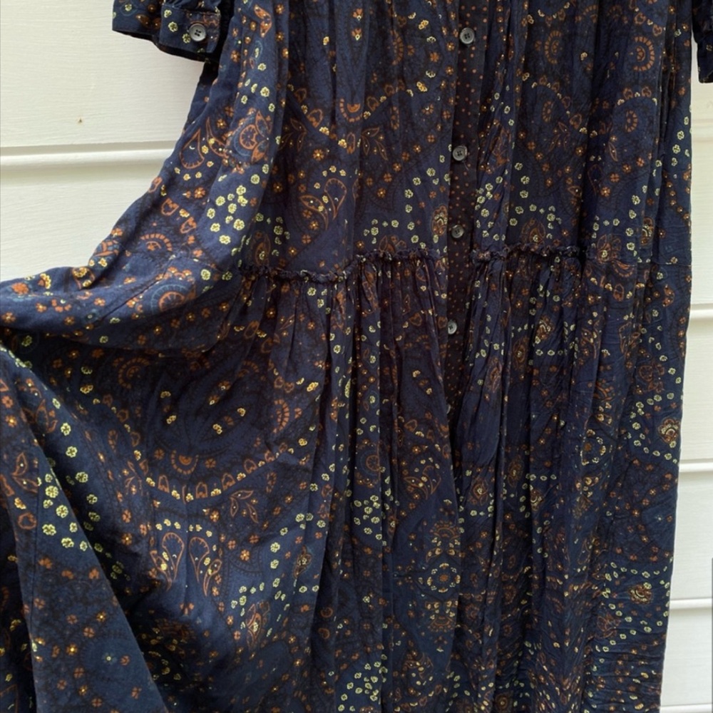 Malia Mills Flowy Button Front 3/4 Sleeve Maxi Shirt Dress - Picture 10 of 16